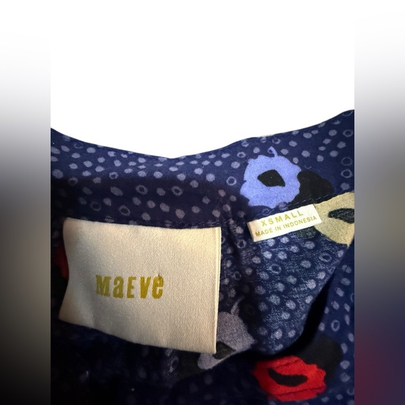 Maeve Anthropologie XS Lila Tiered Button Polka Dot Top Shirt Peasant Blouse - Picture 8 of 9